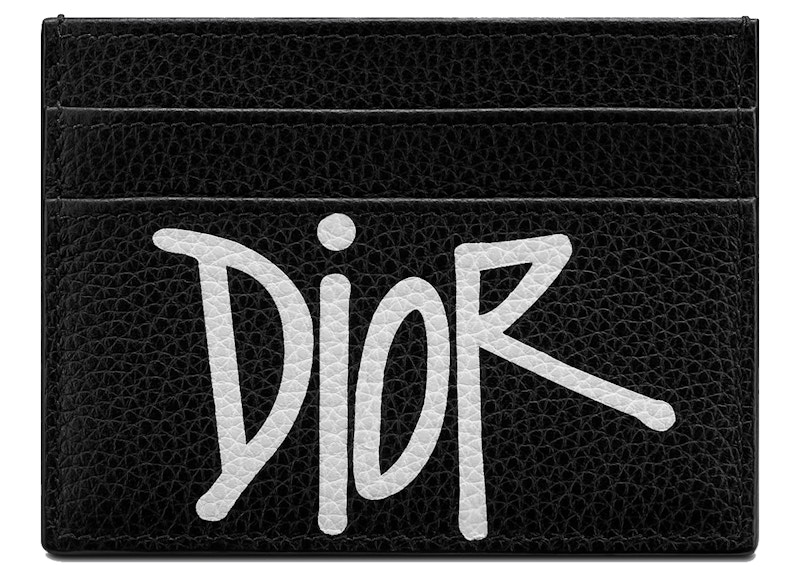 Dior And Shawn Card Holder (4 Card Slot) Black in Grained Calfskin