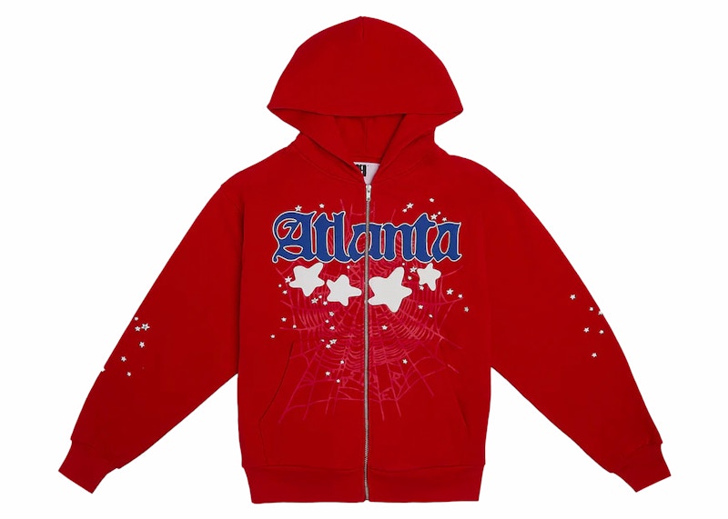 Sp5der Atlanta Zip Up Hoodie Red - SS24 - US