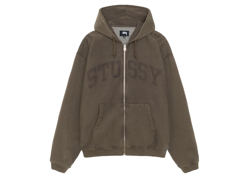 Stussy Faded Graphic Zip Hoodie Olive Men's - FW24 - US