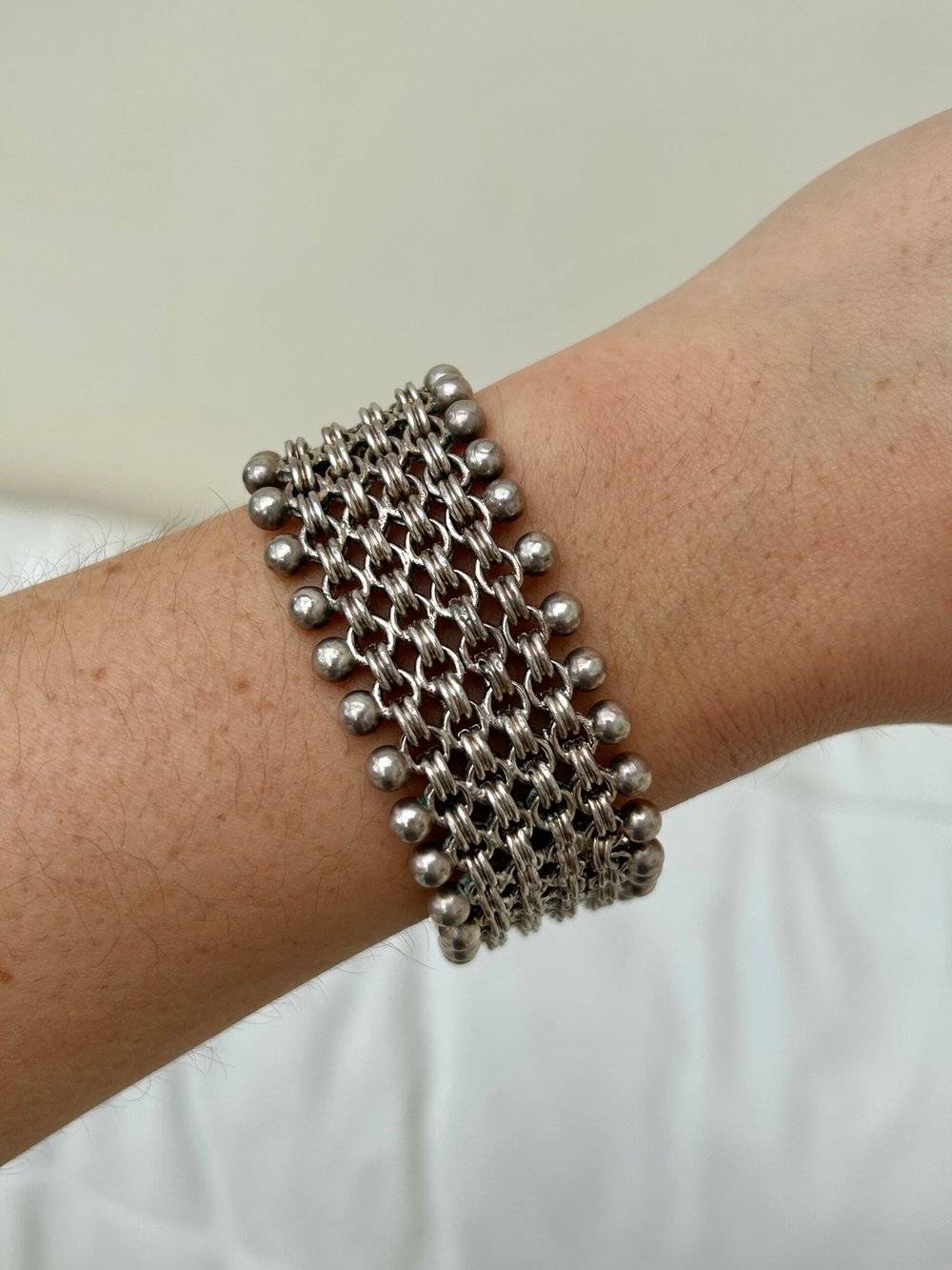 Victorian chunky silver extra wide cuff bracelet — Gembank1973