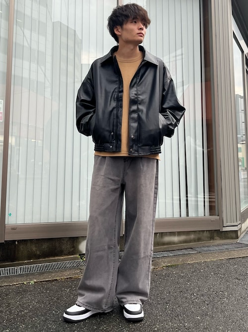 セール】【MinoriTY】シンセティックレザービッグブルゾン ショート丈