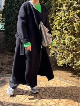 プレミアムウールリバー ノーカラーコートを使った人気ファッション