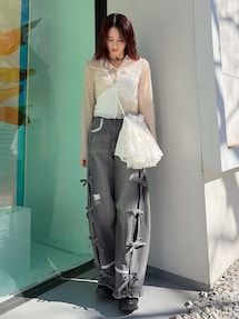 バレルレッグリボンデニムパンツ｜メリージェニー（merry jenny）公式