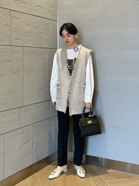 size SHORTあり］ミックスツイードライク ジレを使った人気