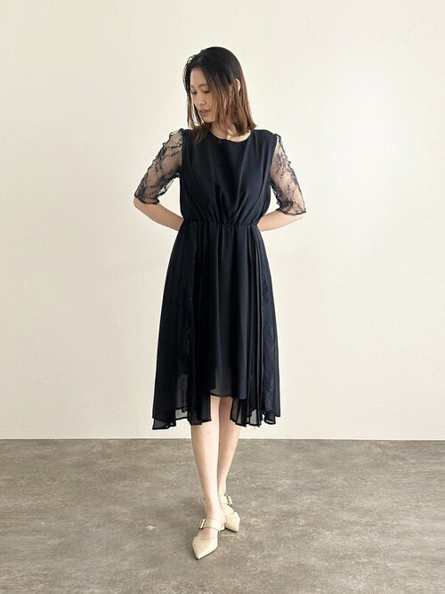 ロング&七分袖フォーマルアシンメトリー大きいサイズ結婚式ワンピース