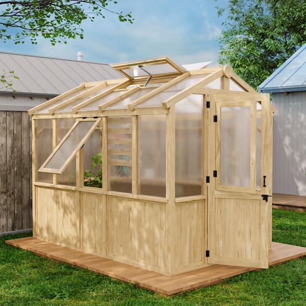 EAGLE PEAK 6.7 ft. W x 9.7 ft. D x 7.7 ft. H Wood Greenhouse with