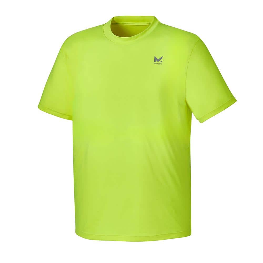 Mission Unisex Large Hi Vis Yellow Cooling Short Sleeve