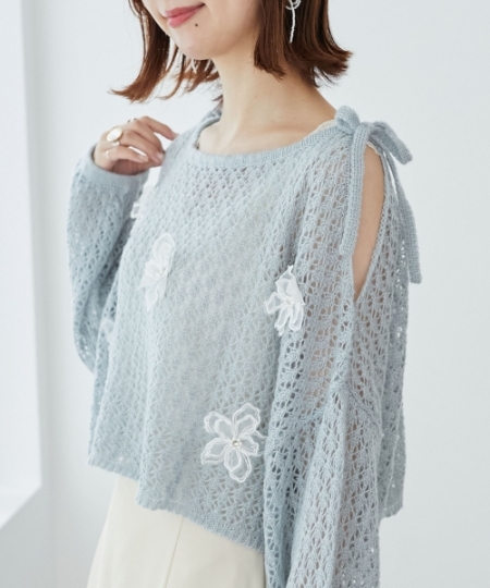 肩あき花モチーフ透かしニット/MAJESTIC LEGON(マジェスティックレゴン