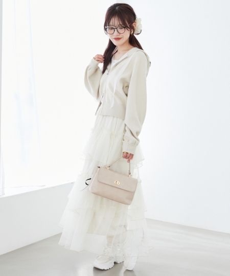 レースリボンWジップニットパーカー/MAJESTIC LEGON(マジェスティック