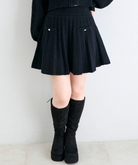 キラキラボタンプリーツニットスカート/MAJESTIC LEGON