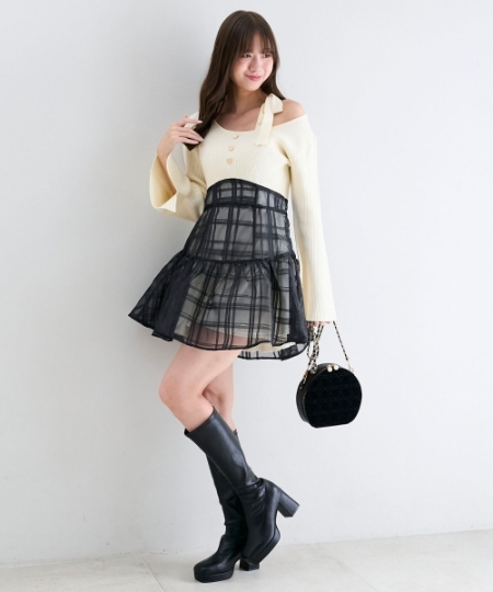 ショルダーリボンコルセットミニワンピ/MAJESTIC LEGON