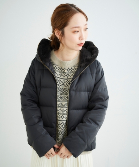 ファーフードショートダウン/le.coeur blanc(ルクールブラン