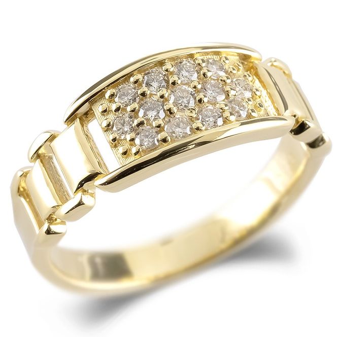 18金 リング ダイヤ K18 レディース ゴールド 18k 指輪 バンド 大ぶり