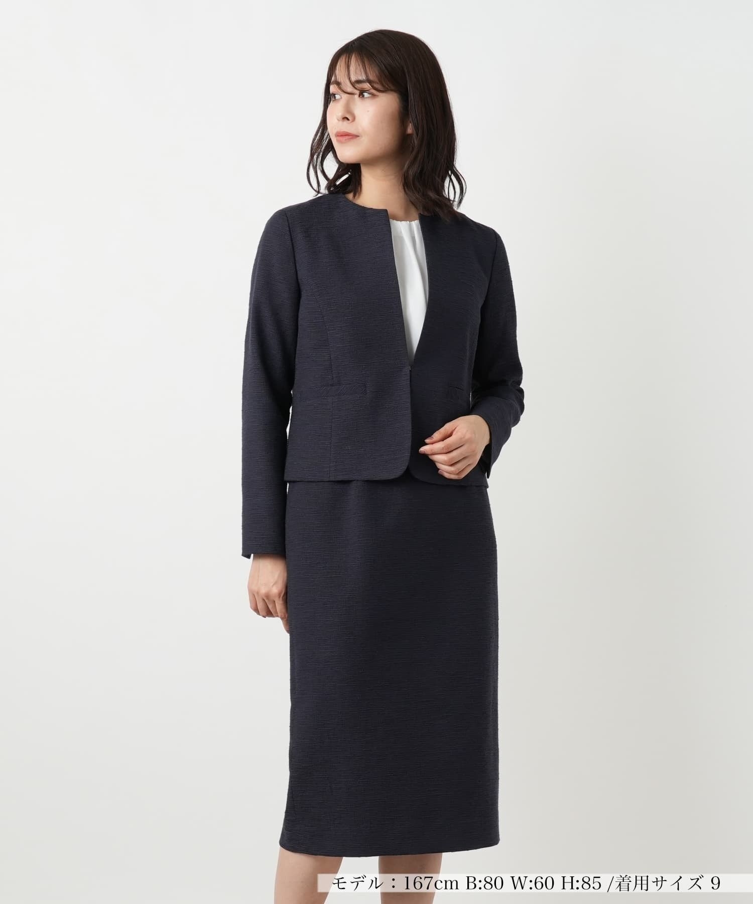 ノーカラースーツ【セレモニー】【Leilian WHITE LABEL】|レリアン