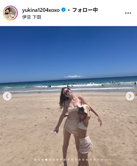 木下優樹菜、親子で海満喫 水着ショットに「美人三姉妹みたい」「楽し