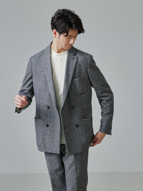 セットアップ対応】カシミヤ ブレンド ダブルジャケット｜OUTLET
