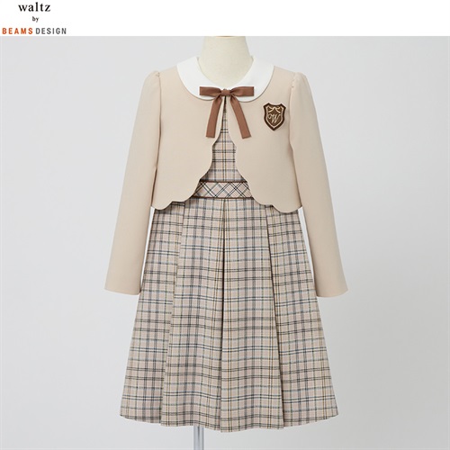 waltz by BEAMS DESIGN ベージュチェックアンサンブル キッズ 女の子