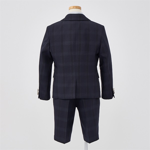 WANDER FACTORY ネイビーチェックベスト付きスーツ キッズ 男の子