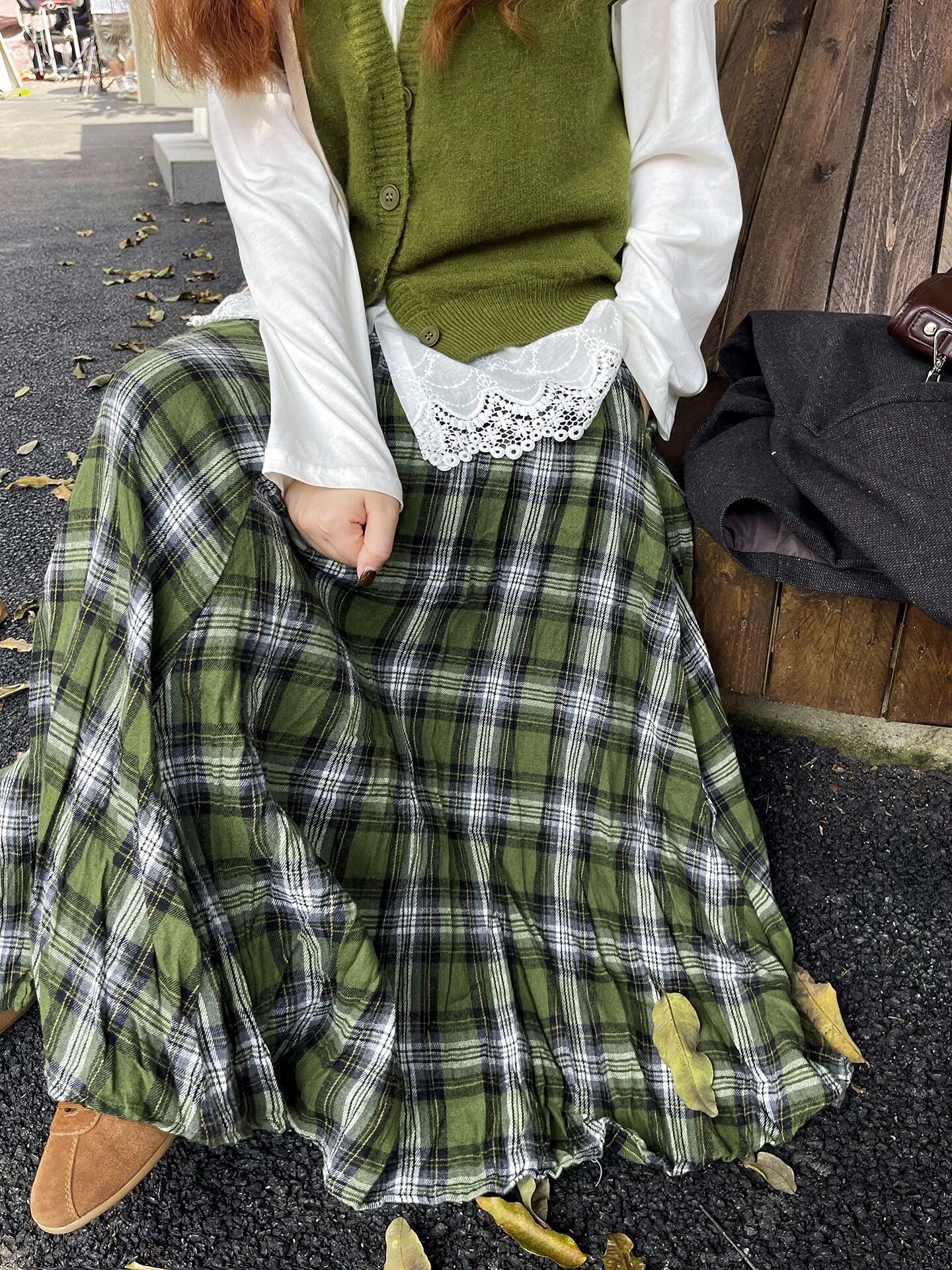 ボトムス】2025秋冬新作 レディース チェック柄 ロングスカート