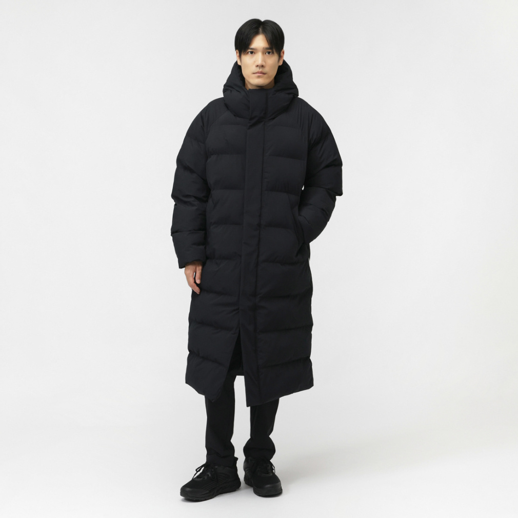 ティゴラ メンズ ベンチコート アルミ蓄熱パデッドフードロングコート