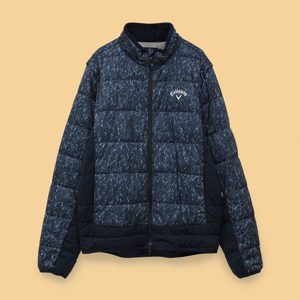 キャロウェイ ゴルフウェア 中綿ジャケット 秋 冬 フェザープリント