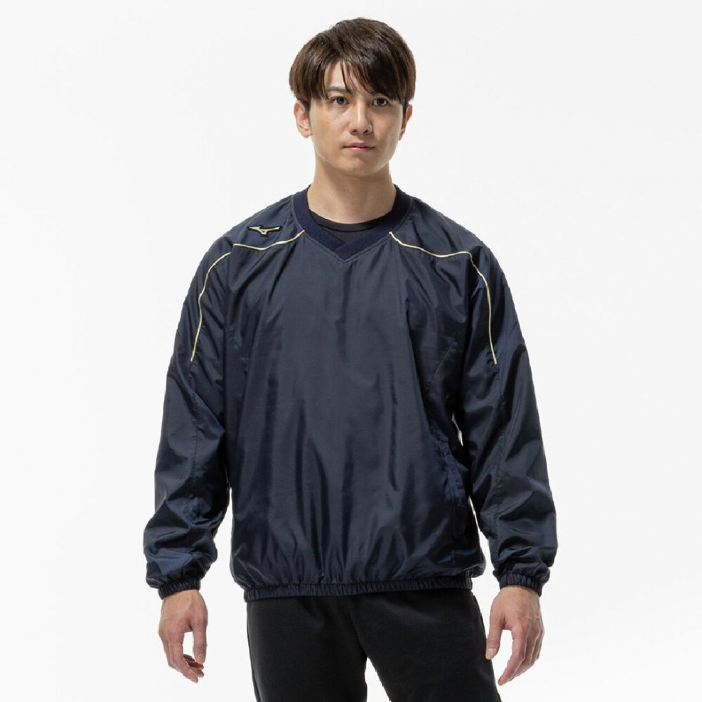 ミズノ メンズ 野球 長袖ウインドブレーカー Vネックジャケット