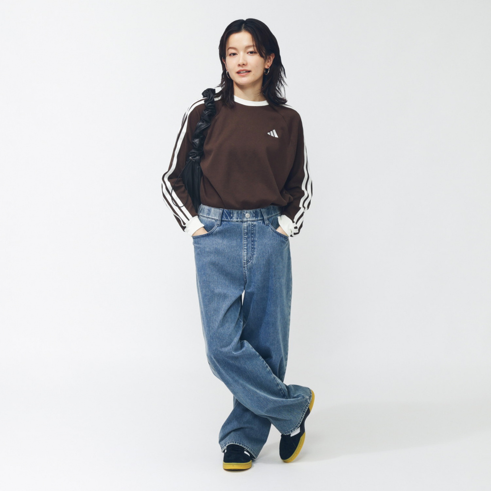 アディダス レディース 長袖 Tシャツ ワッフル スリーストライプス