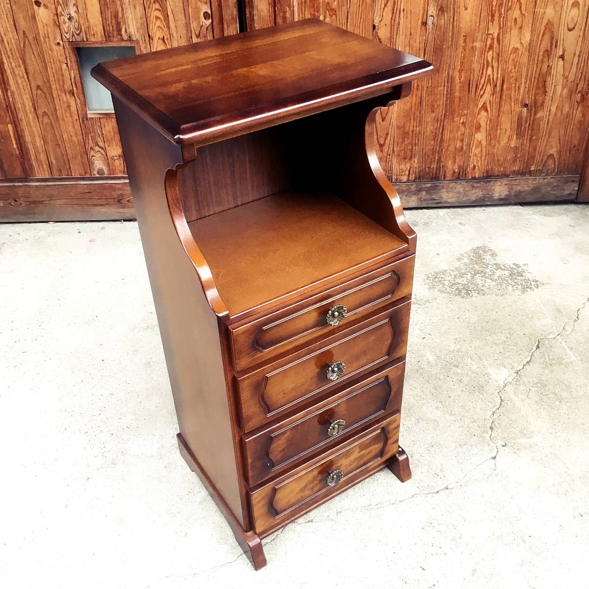 カリモク コロニアル 電話台 小引き出し4段 飾り台 花台 ヴィンテージ