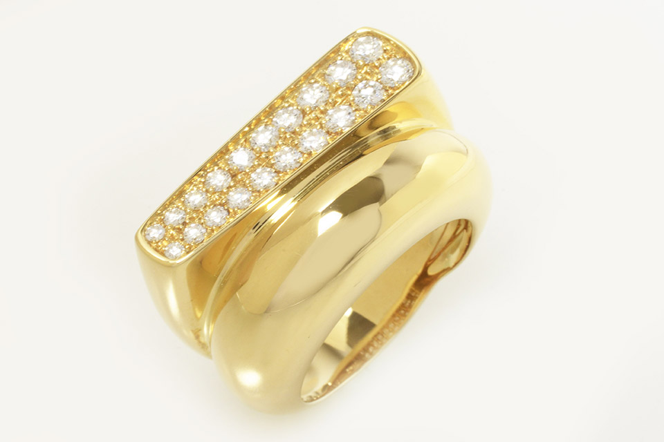 サクセス リング ミディアム ダイヤ K18YG #53 新品同様