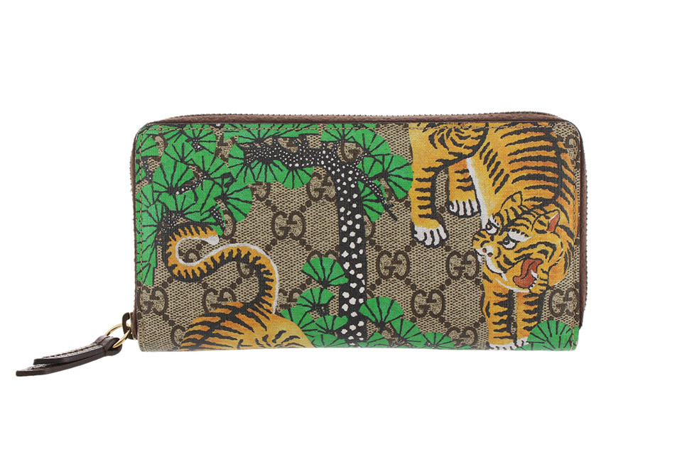 GGスプリーム ラウンドファスナー長財布 虎柄 コーティングキャンバス