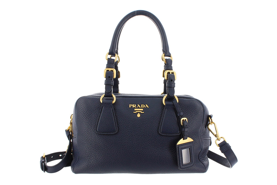 2WAYボストンバッグ レザー ネイビー ゴールド金具 1BB091