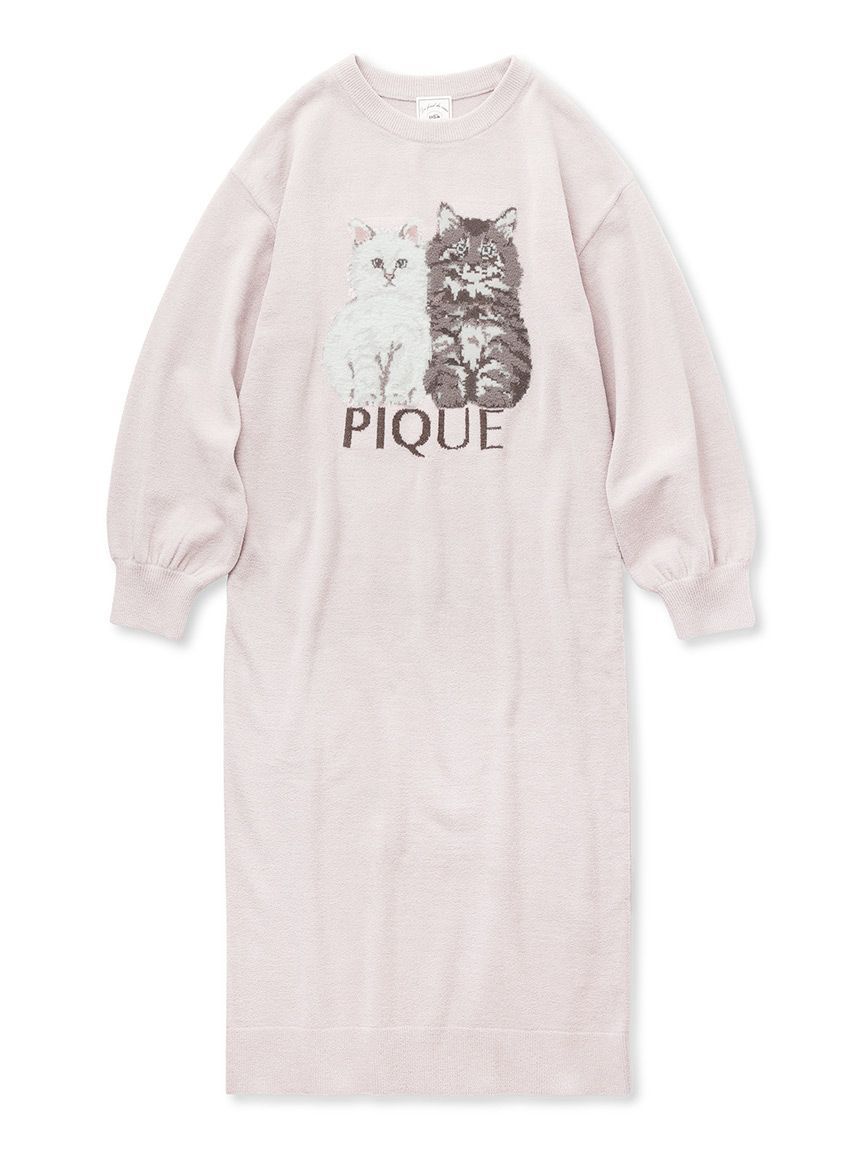 ツインキャットジャガードワンピース(ワンピース)｜ルームウェア