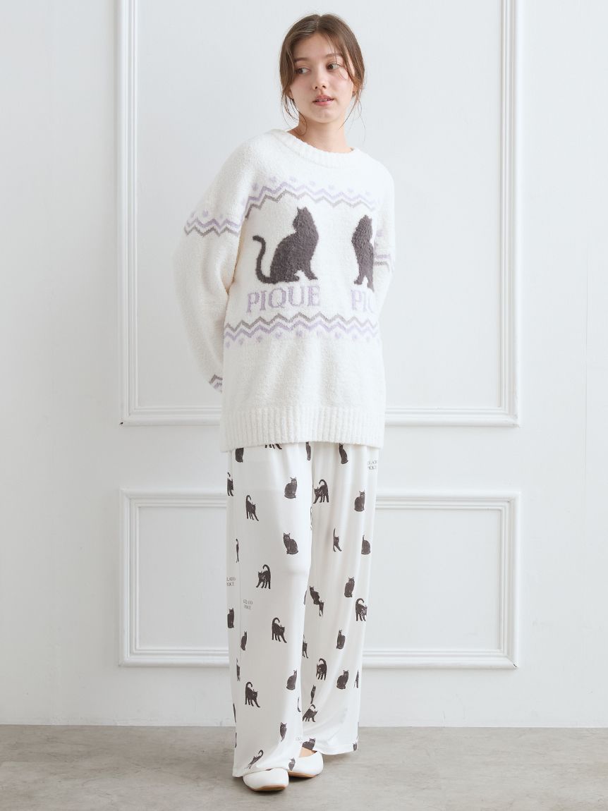 CATジャガードプルオーバー(ニットプルオーバー)｜ルームウェア