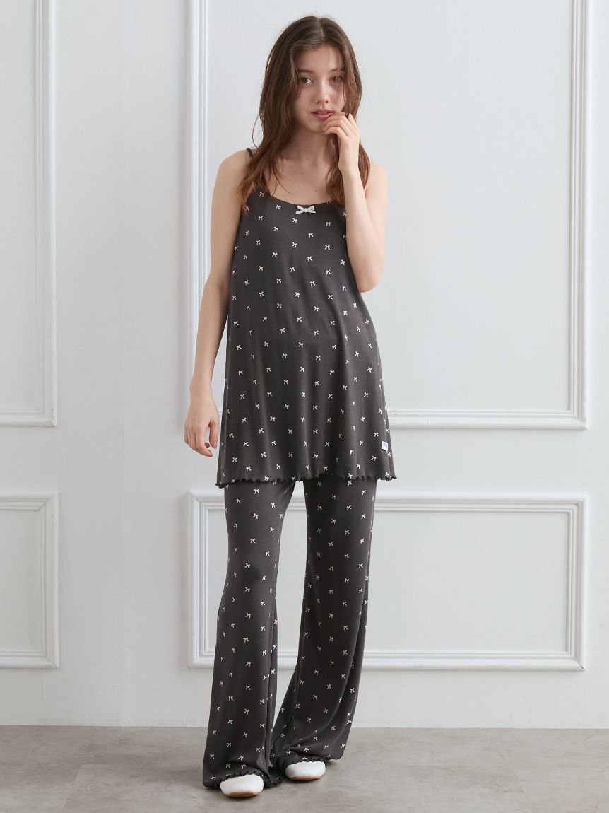 針抜きリボン柄ロングパンツ(ロングパンツ)｜ルームウェア・パジャマ
