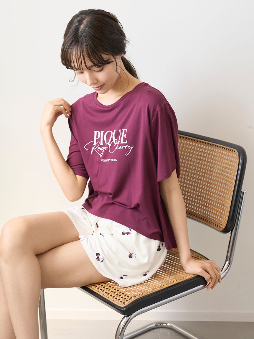 ONLINE限定】ルージュチェリーレーヨンロゴTシャツ＆ショートパンツ