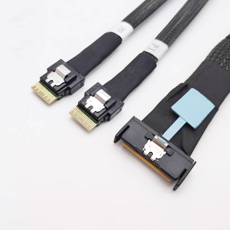 MCIO x8 (SFF-TA-1016) 74P to 2x SlimSAS SFF-8654 4i Y-Cable