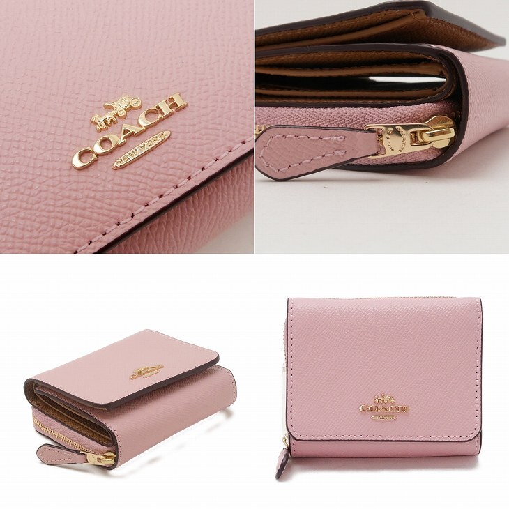 コーチ COACH 財布 三つ折り 折財布 ミニ レディース レザー ピンク