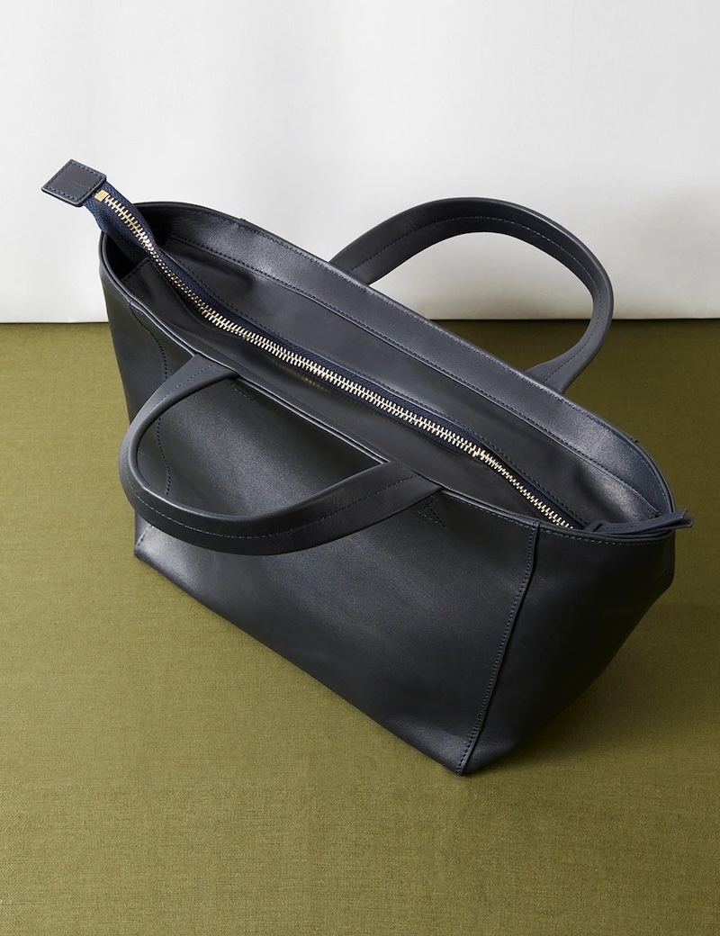 ミニトートバッグ ファスナー付き 本革 シンプル レザーバッグ メンズ