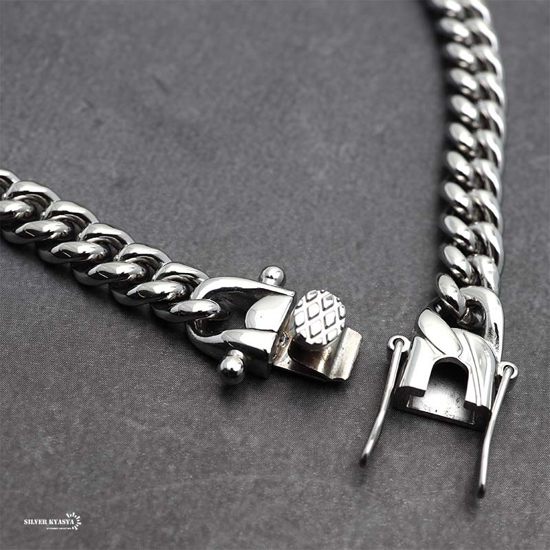 316L 幅6mm 細め レディース メンズ チェーンブレスレット シルバー