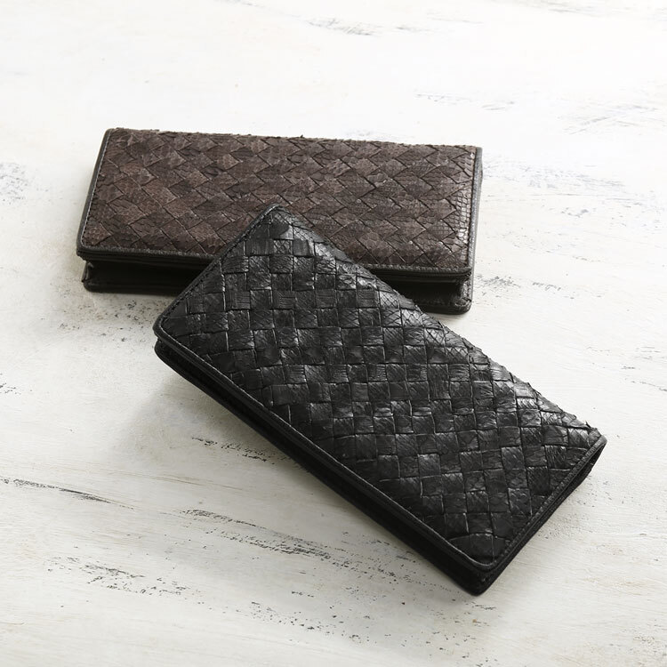 訳あり】パイソン メッシュ 長財布 メンズ イントレチャート 財布 革