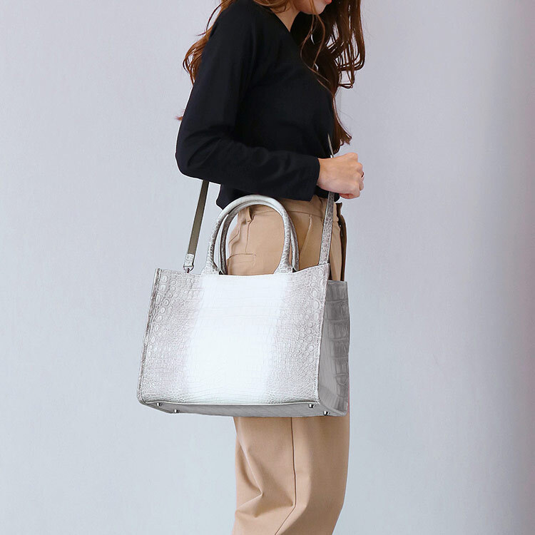 ヒマラヤ クロコダイル ハンドバッグ 2way 斜め掛け ショルダーバッグ