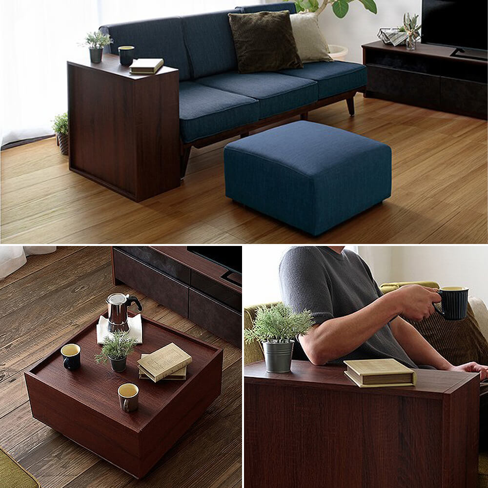 ソファ＆オットマン収納テーブルセット ソファ 3人掛け アームレス