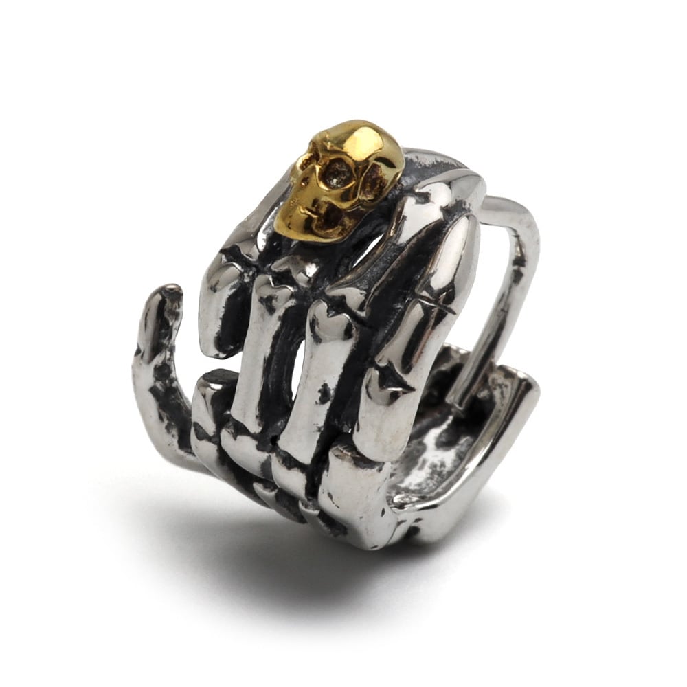 シルバー925 スカルピアス フープピアス ハンド 手 ユニーク シルバー