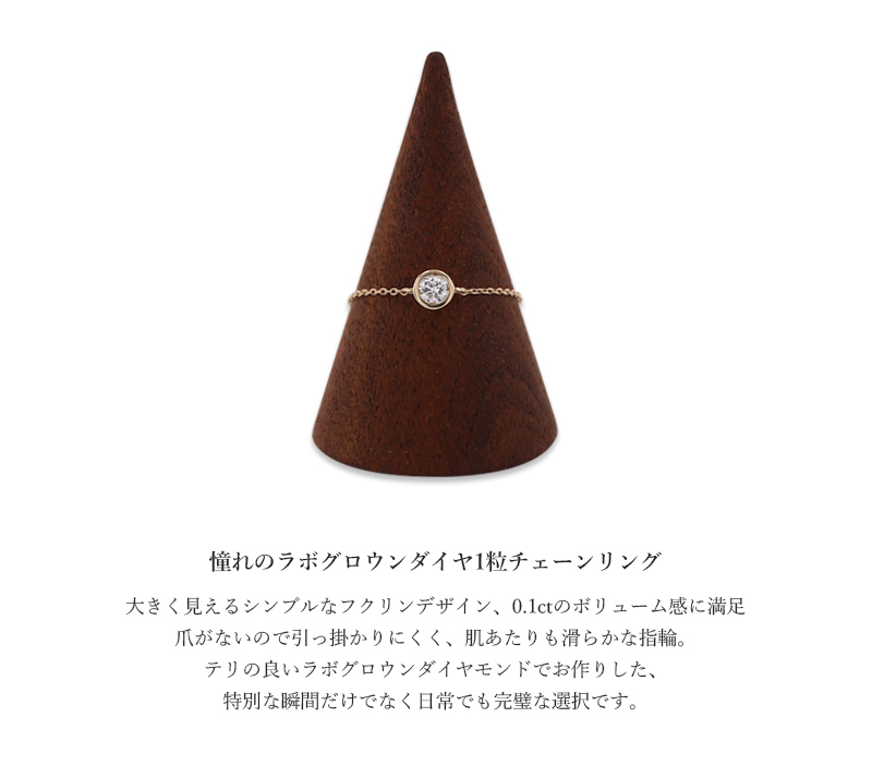 ラボグロウンダイヤモンド チェーンリング リング 指輪 0.10ct