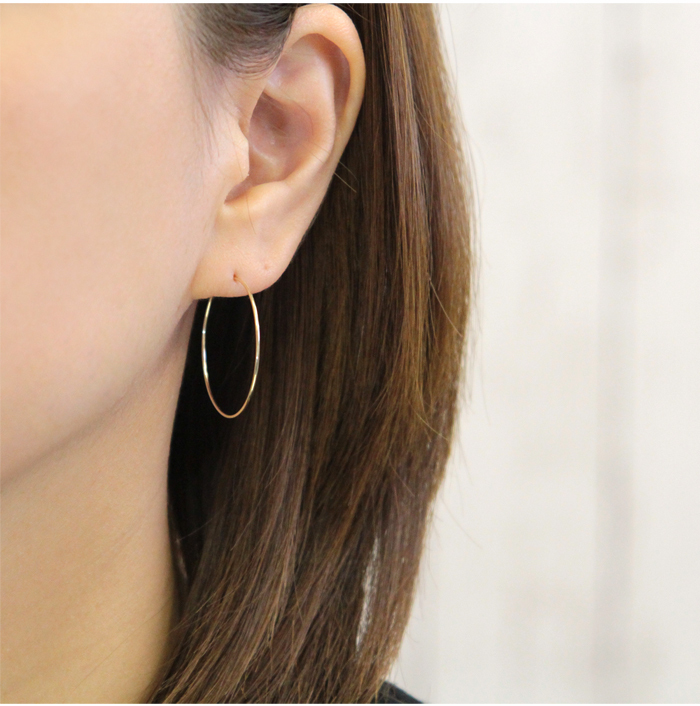 ピアス k10 フープ ピアス 30mm イエローゴールド レディース 人気