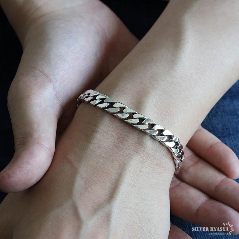シルバー925 喜平ブレスレット チェーンブレスレット メンズ 幅8mm