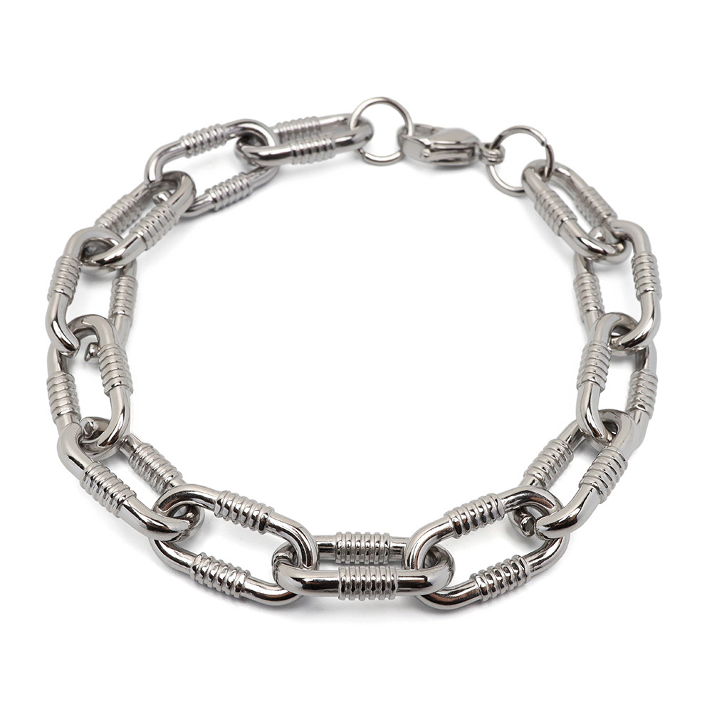 ステンレス あずきチェーンブレスレット コイル 長あずき シルバー