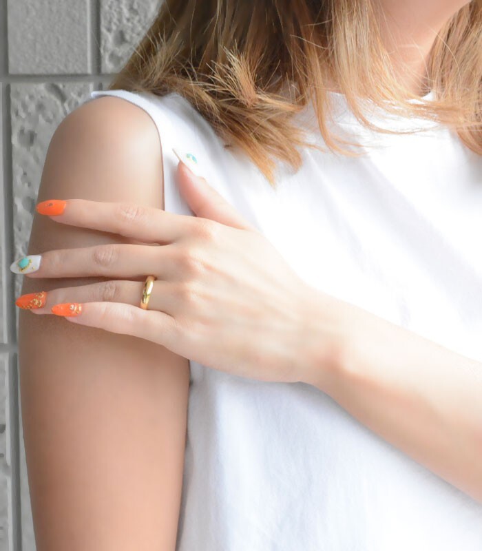 甲丸リング 4ミリ幅 18金 指輪 リング レディース 4mm 幅広 イエロー