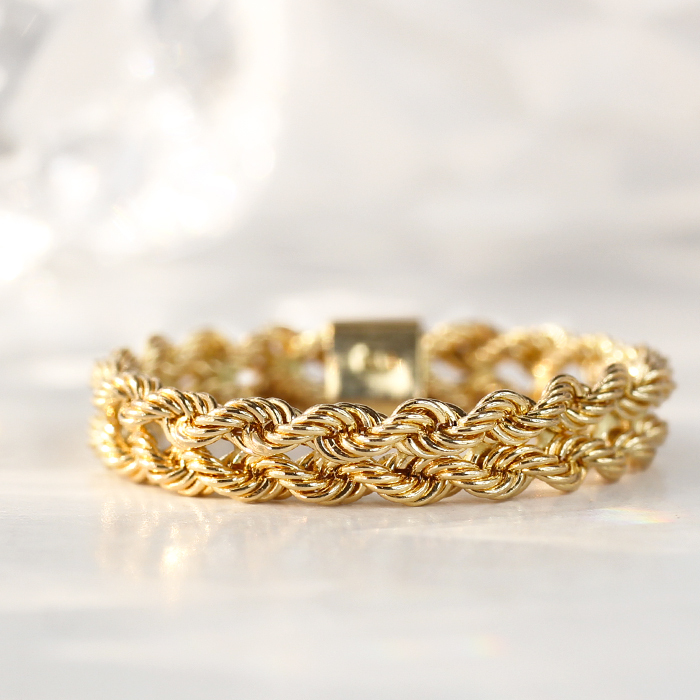 K18YG ロープチェーン クオーレ リング ダブル k18 リング 指輪 18金