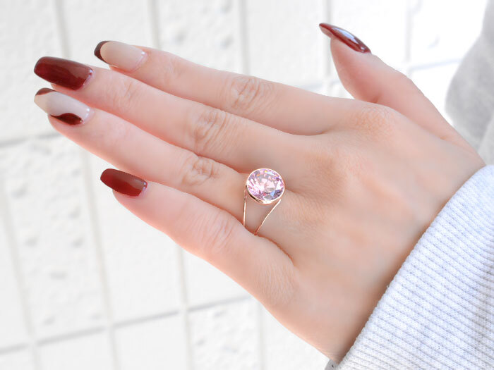 k18 リング レディース ピンクキュービックジルコニア 人工石 ピンク色